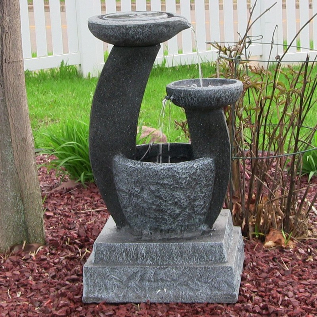 Solar Powered Water Fountain with Battery 3 Tier Modern Cascade Solar Powered Water Fountain with Battery 3 Tier Modern Cascade